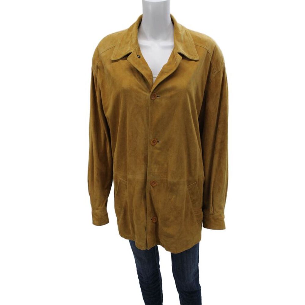 La Matta Unisex Adults Brown Leather Button Jacket Blouse Size M